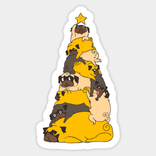 Christmas Tree Pugs Sticker